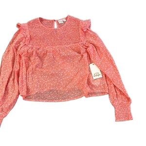 Women’s Carefree Blouse Pink Floral Long Sleeve New with Tags Size Small